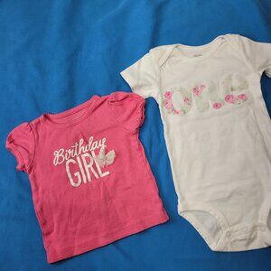 Carter's Just one you Bodysuit 18M & 12M Pink Birthday Girl shirt. 1st Birthday